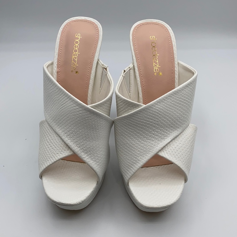 SHOEDAZZLE WOMEN'S DRESS SANDALS-WHITE